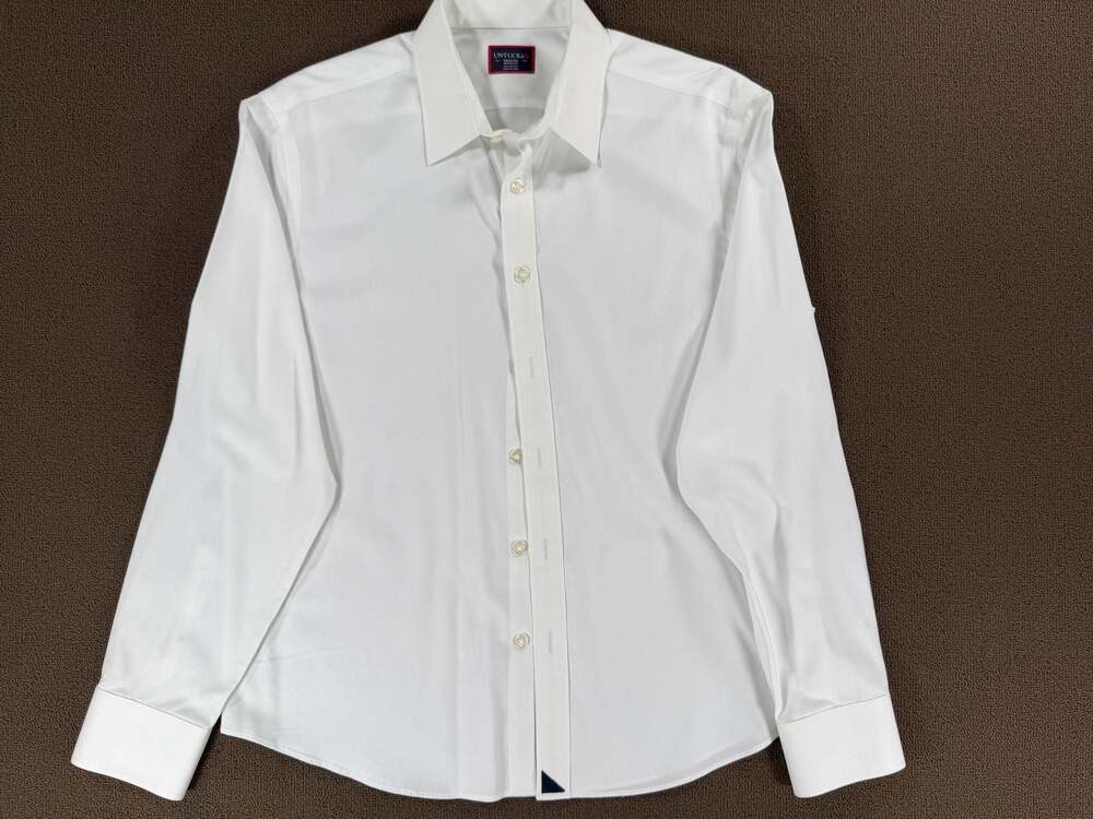 Untuckit Men's Wrinkle-Free Long Sleeve Dress Shirt - White, Size Medium